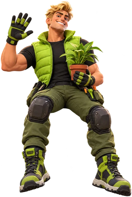 Bohater siedzi na krawędzi i macha na pożegnanie